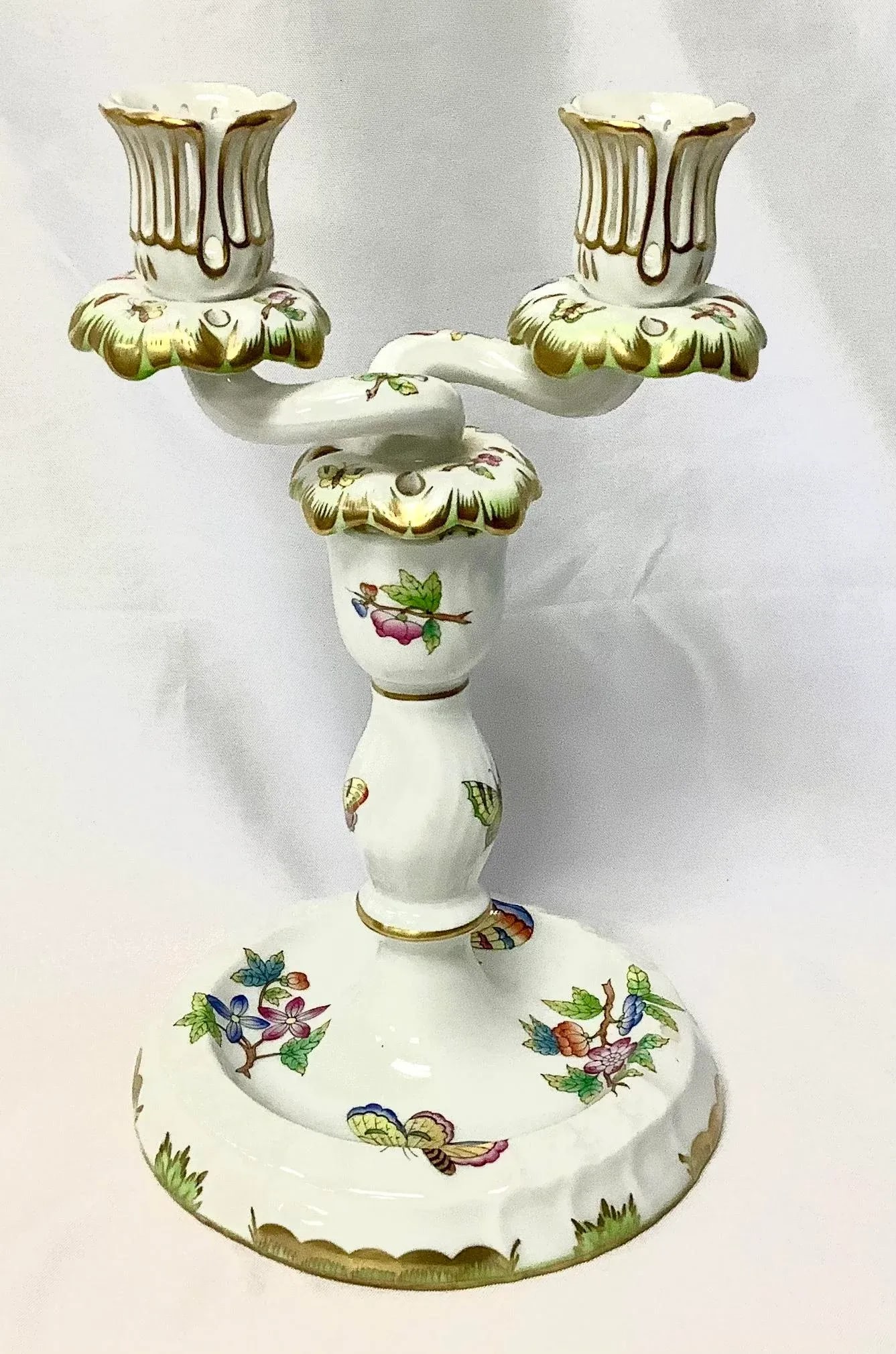 Herend Queen Victoria Porcelain Double Candlestick - 7