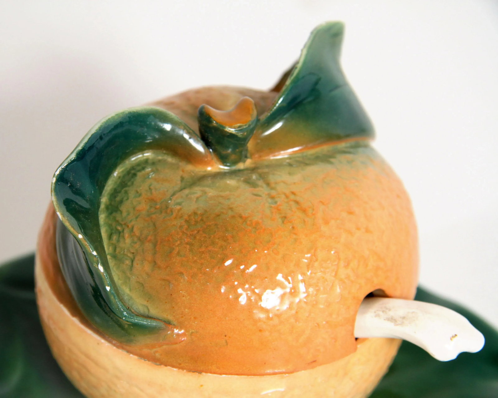 Vintage Italian Majolica Figural Orange Lidded Condiment or Jam Jar - 6