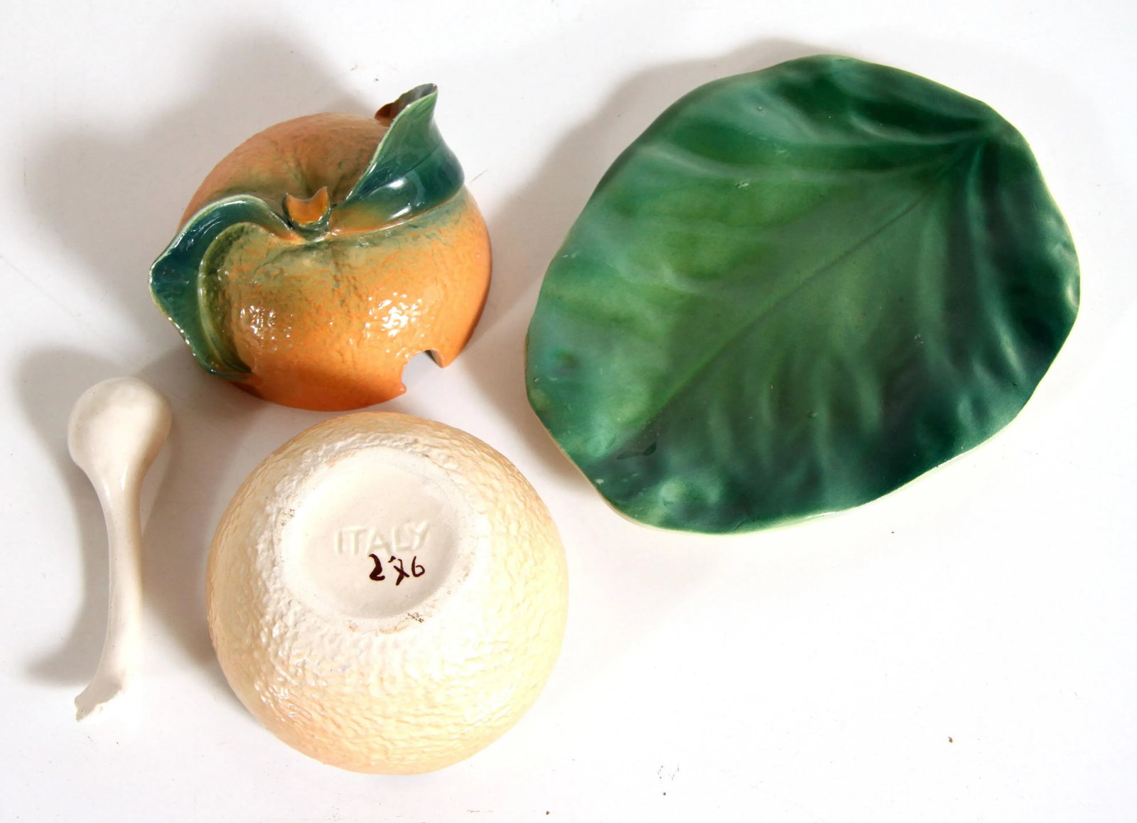 Vintage Italian Majolica Figural Orange Lidded Condiment or Jam Jar - 7