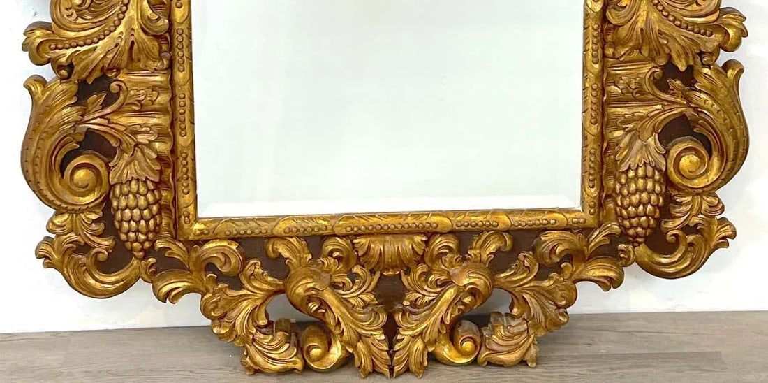 Early 20th Century Palatial Italian Carved Figural Giltwood & Polychromed Baroque Style Mirror - 2