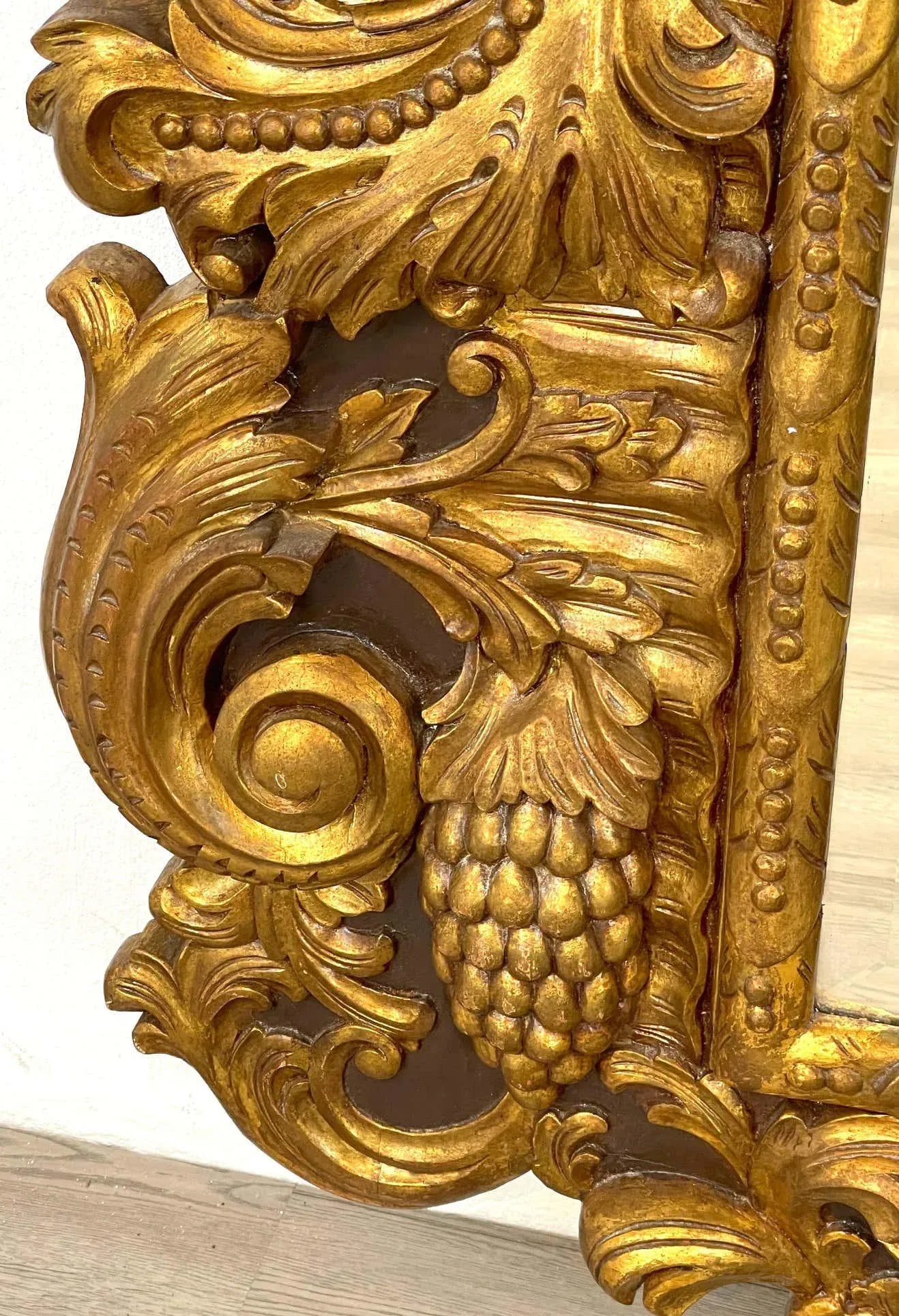 Early 20th Century Palatial Italian Carved Figural Giltwood & Polychromed Baroque Style Mirror - 3