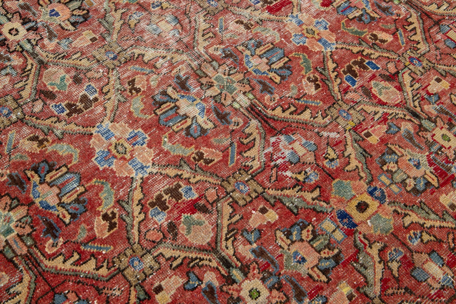 Vintage Mahal Handmade Rust Geometric Wool Rug - 4