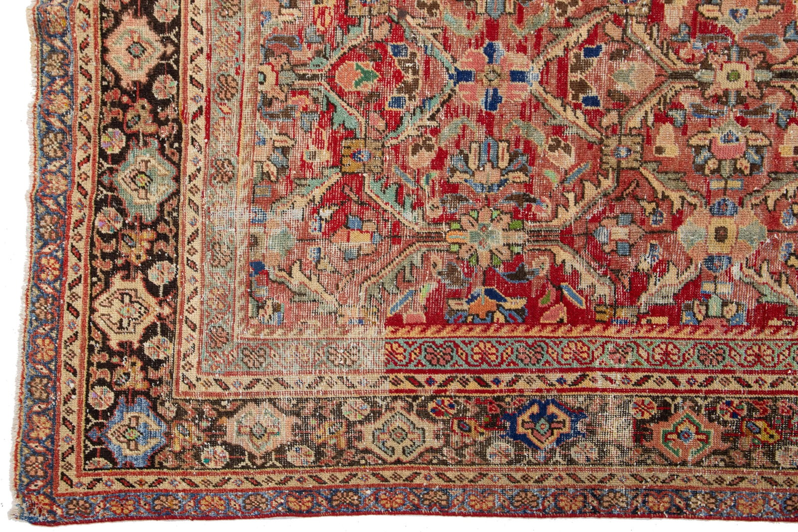 Vintage Mahal Handmade Rust Geometric Wool Rug - 8