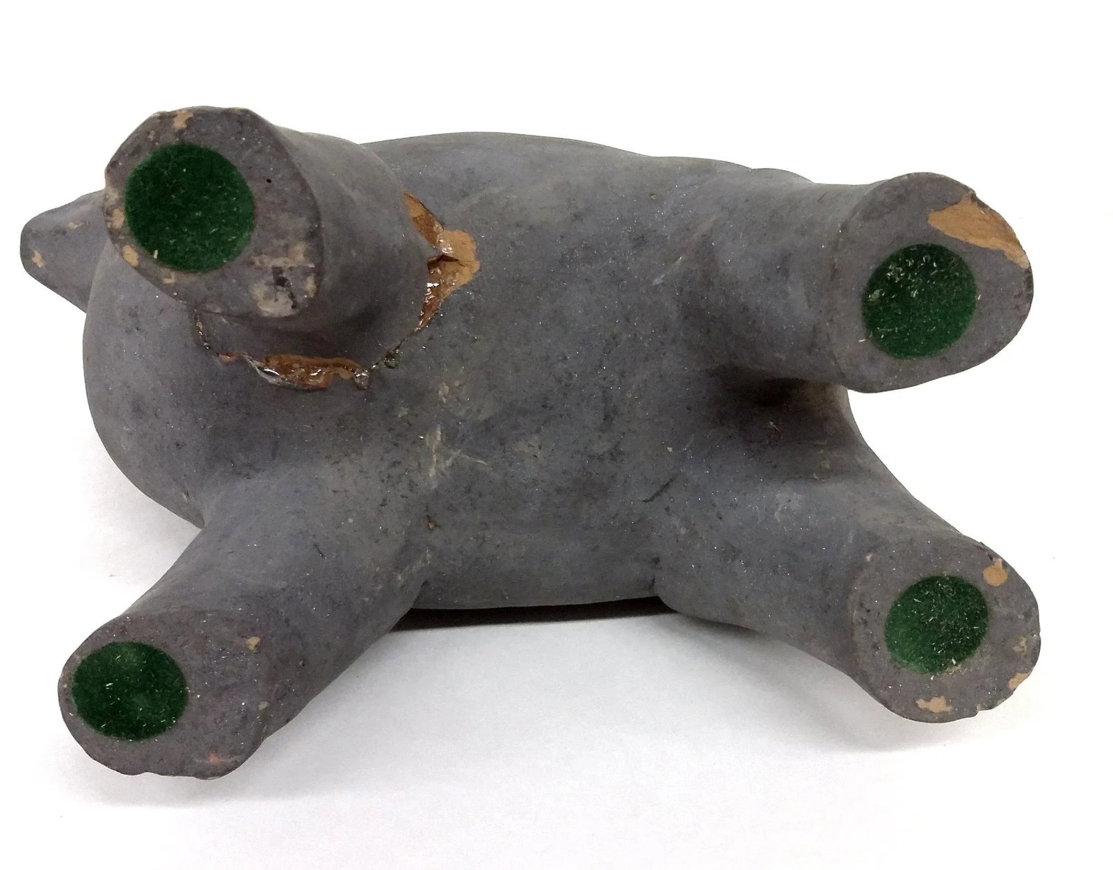 Antique Asian Gray Earthenware Animal Vessel - 8
