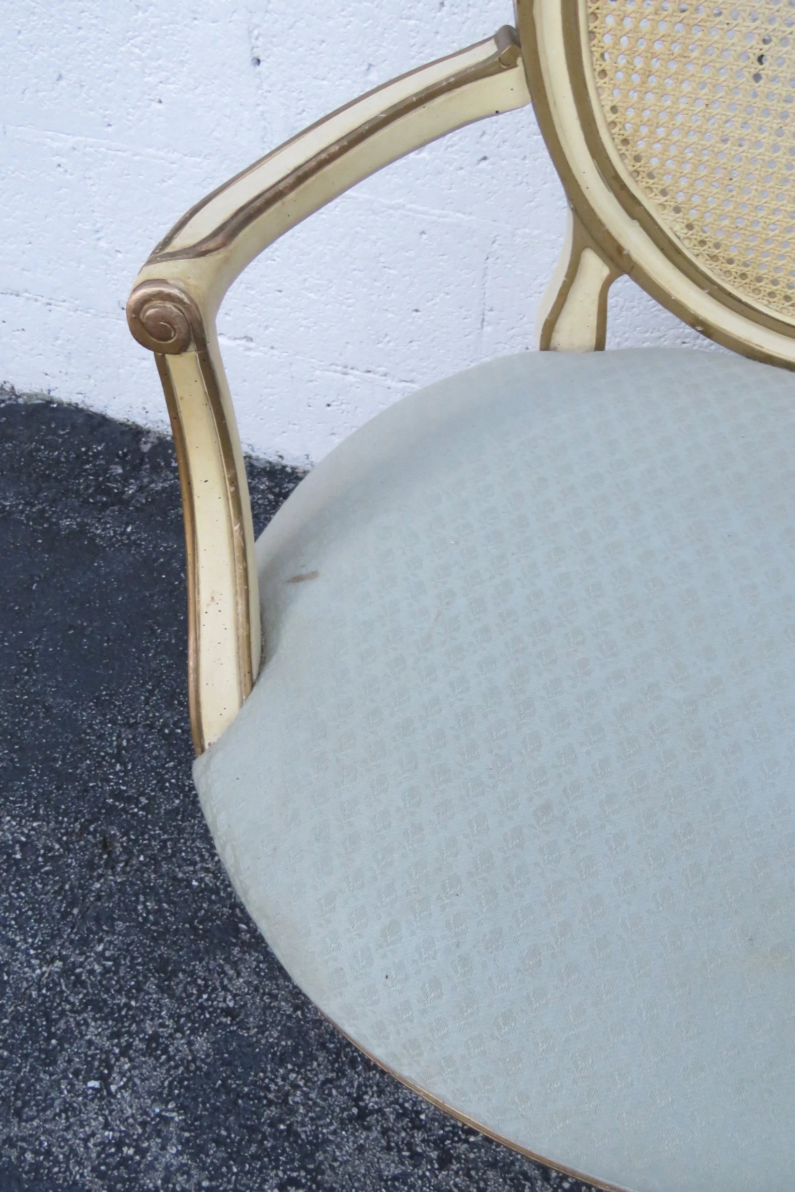 1960s French Shabby Chic Painted Caned Back Side Chairs- a Pair - 6