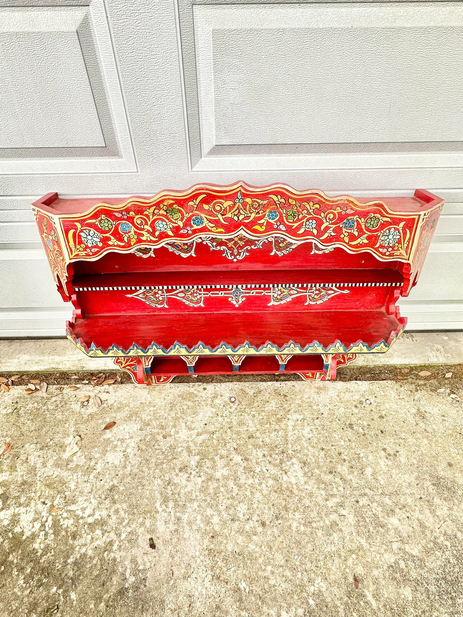 Vintage Hand Painted Moroccan Wall Shelf - 10