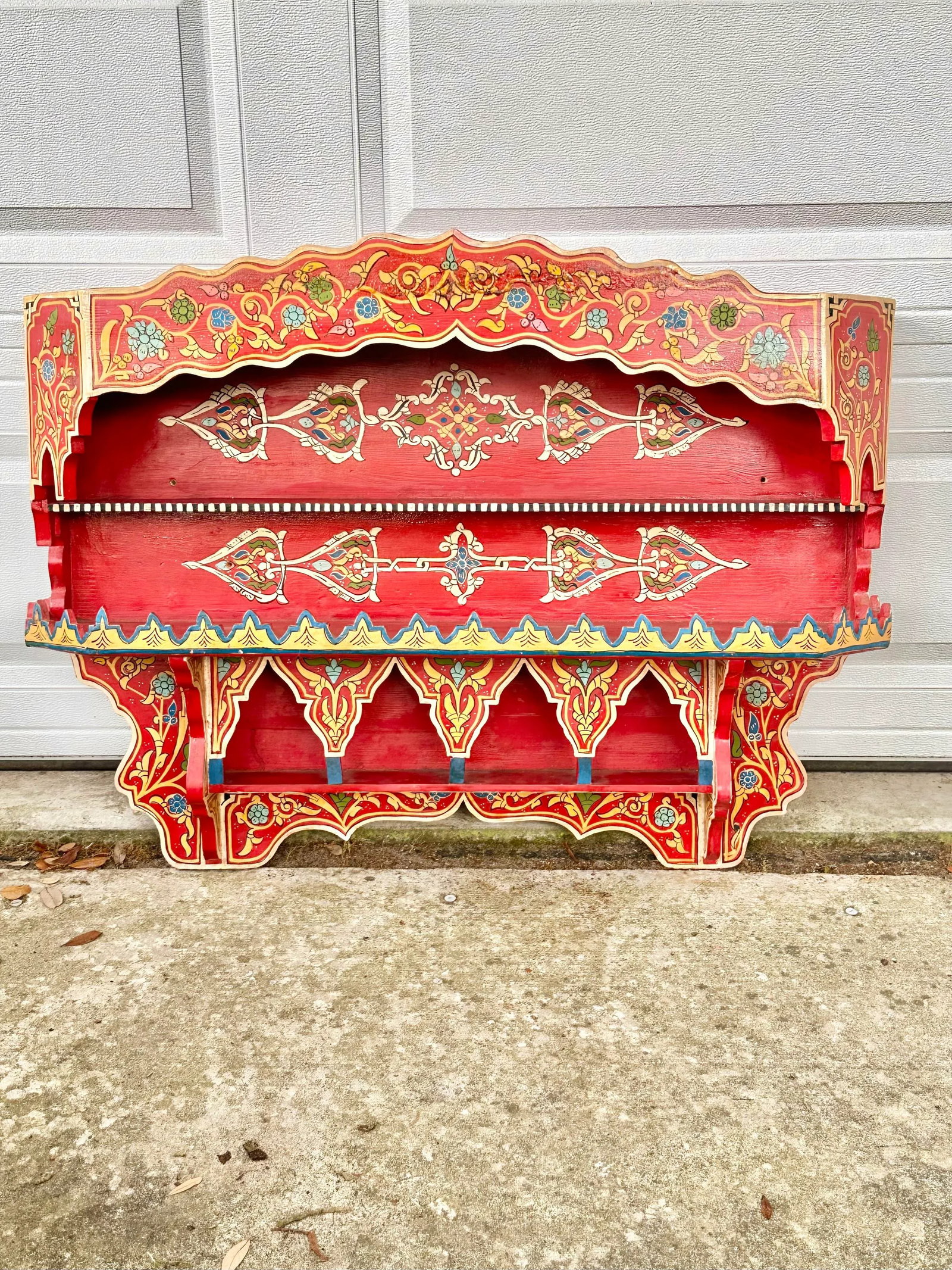 Vintage Hand Painted Moroccan Wall Shelf - 13