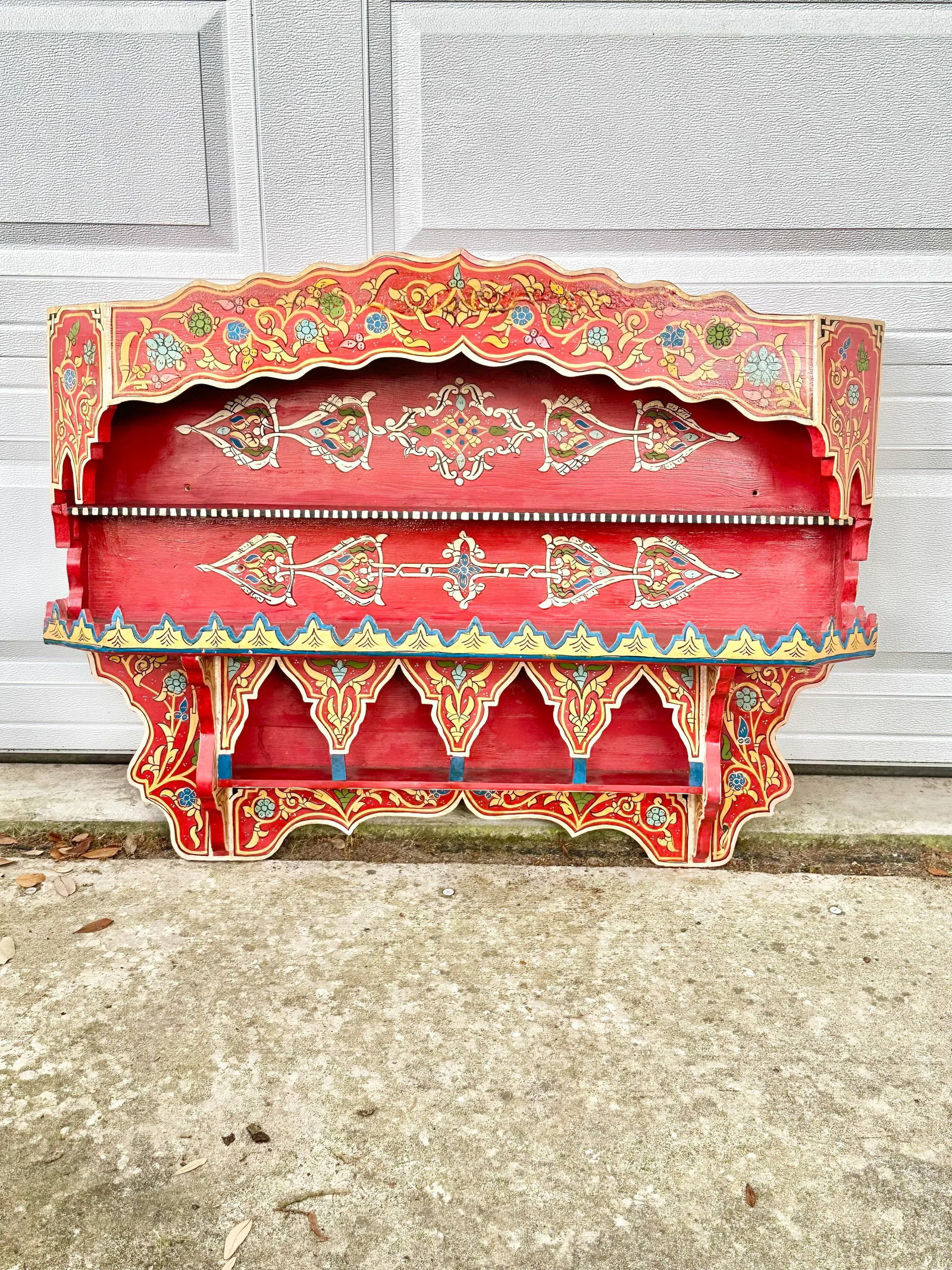 Vintage Hand Painted Moroccan Wall Shelf - 2