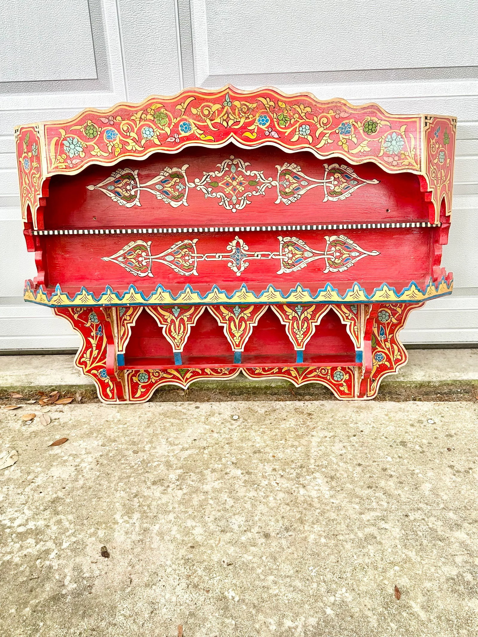 Vintage Hand Painted Moroccan Wall Shelf - 8