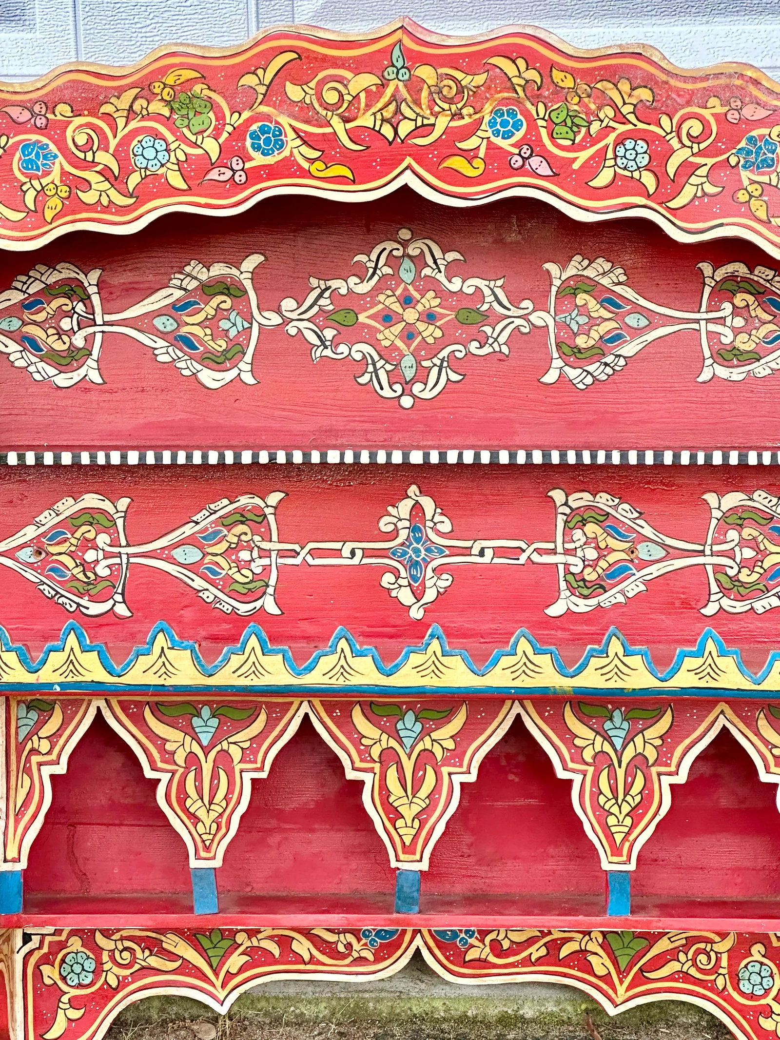 Vintage Hand Painted Moroccan Wall Shelf - 9