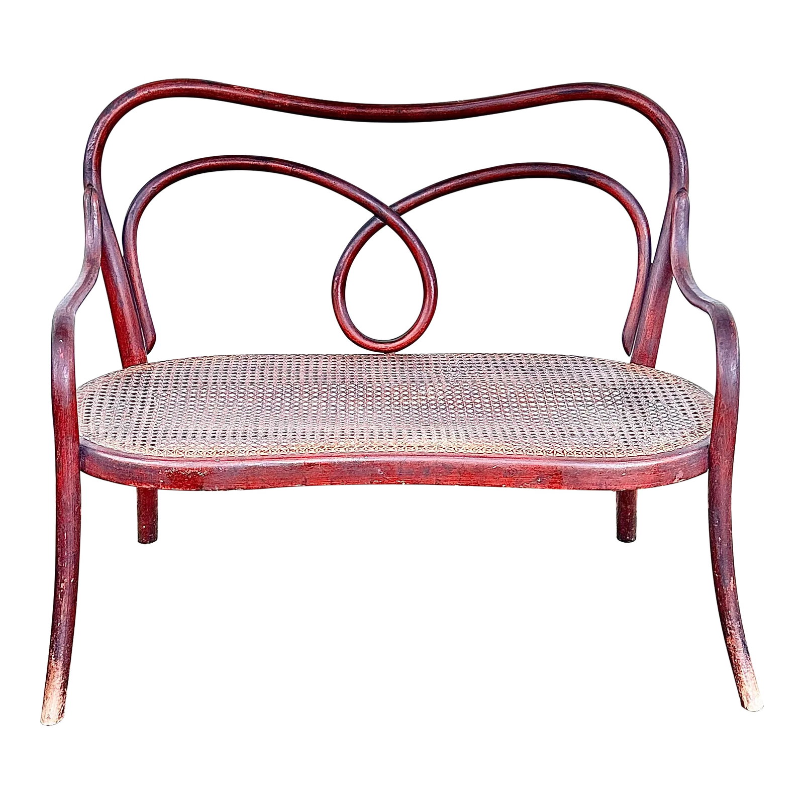 Antique Child's Bentwood and Cane Bench: Wonderful antique child's bench. Made in the Thonet style. Bentwood frame with original cane seat. Perfect to use in a child's room or for display. This is a pre-owned item so please see all pictures