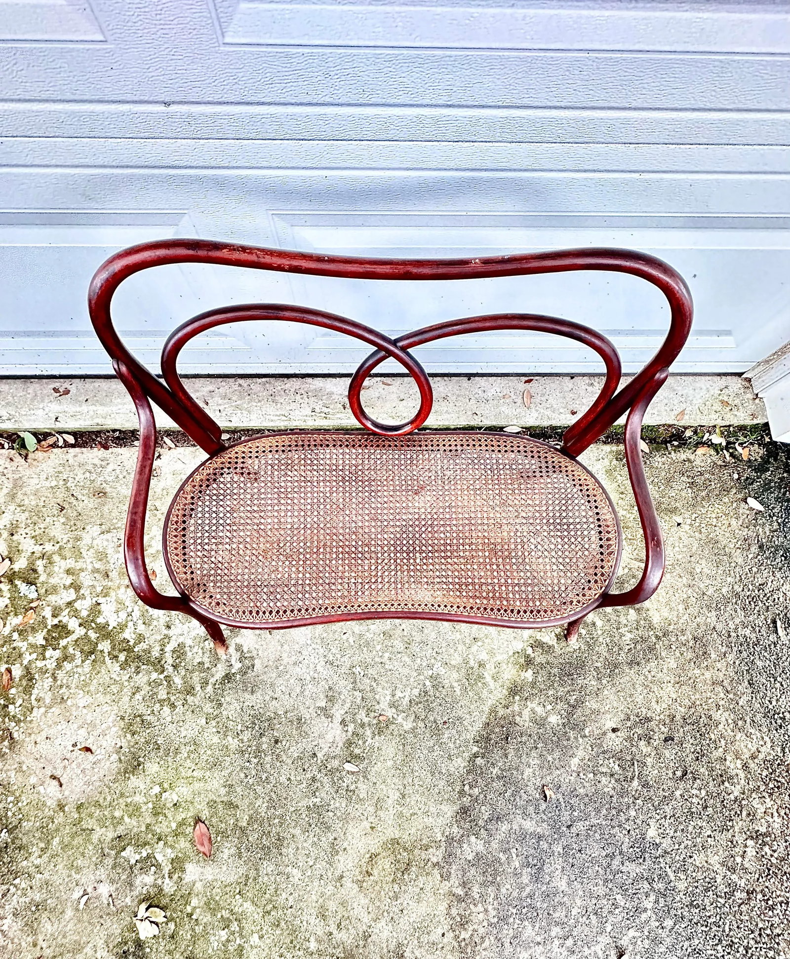 Antique Child's Bentwood and Cane Bench - 3