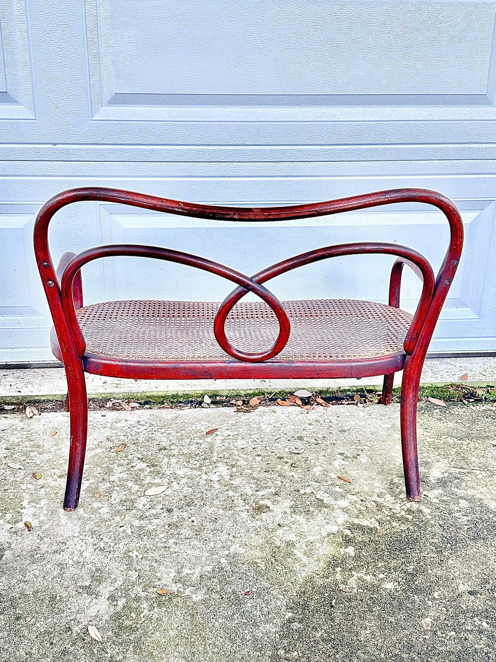 Antique Child's Bentwood and Cane Bench - 6