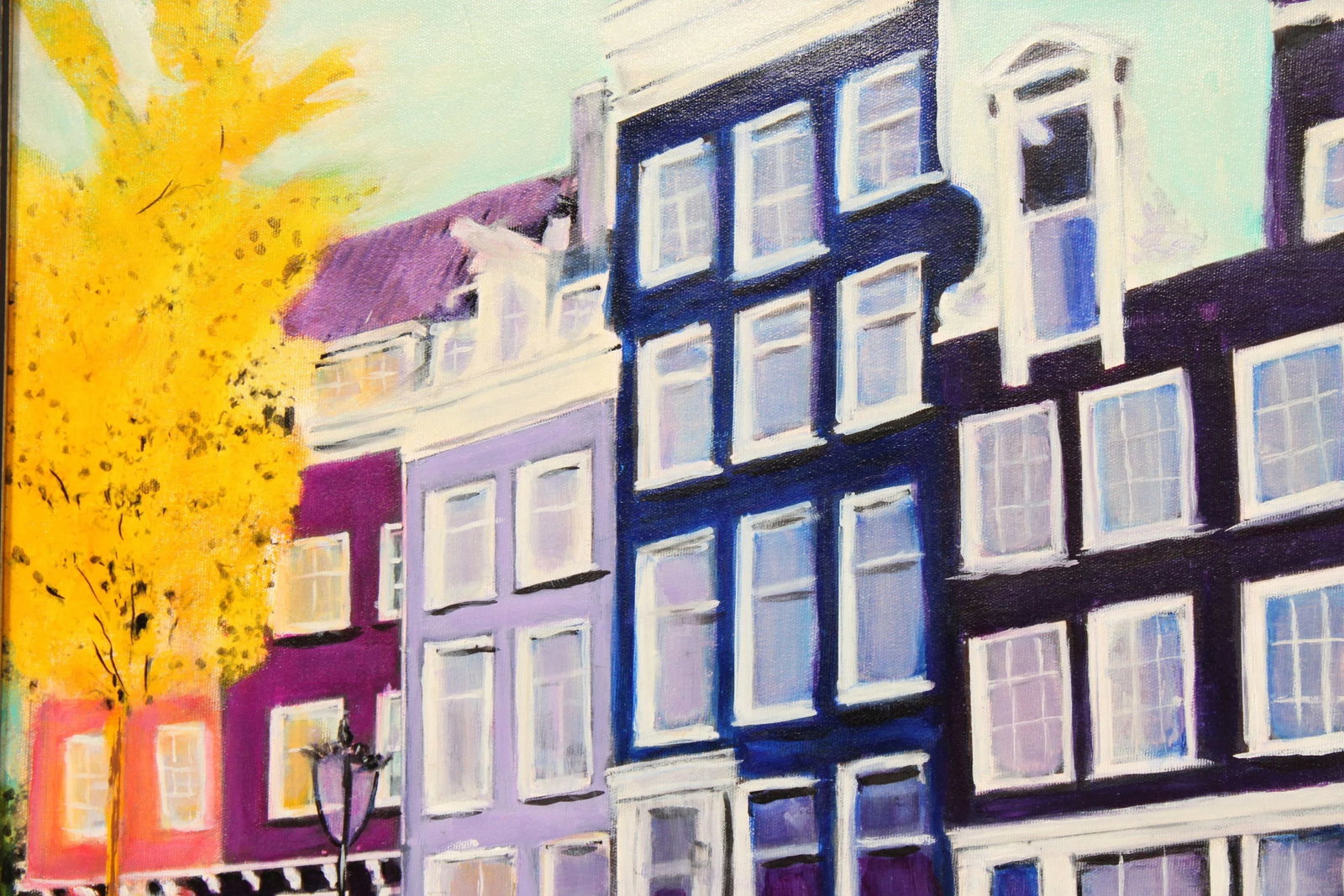 Early 21st Century Pearl Mintzer 'Canal Reflections Amsterdam' Original Oil Painting - 6