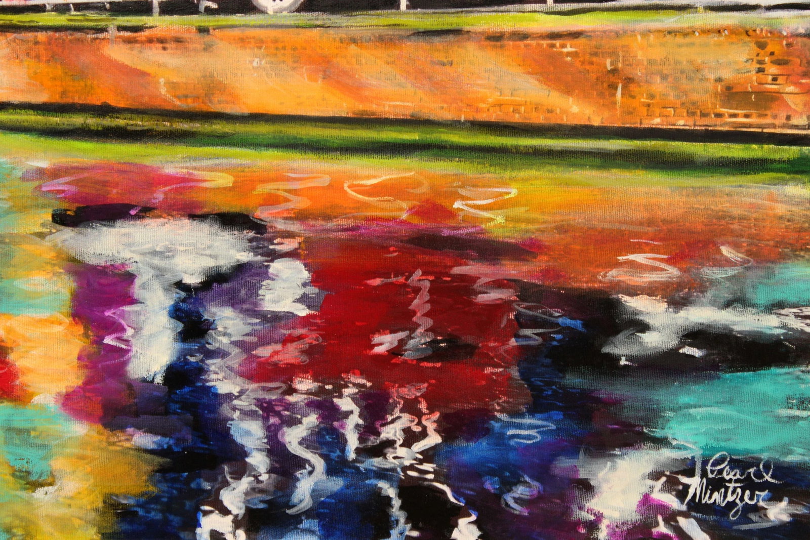 Early 21st Century Pearl Mintzer 'Canal Reflections Amsterdam' Original Oil Painting - 8