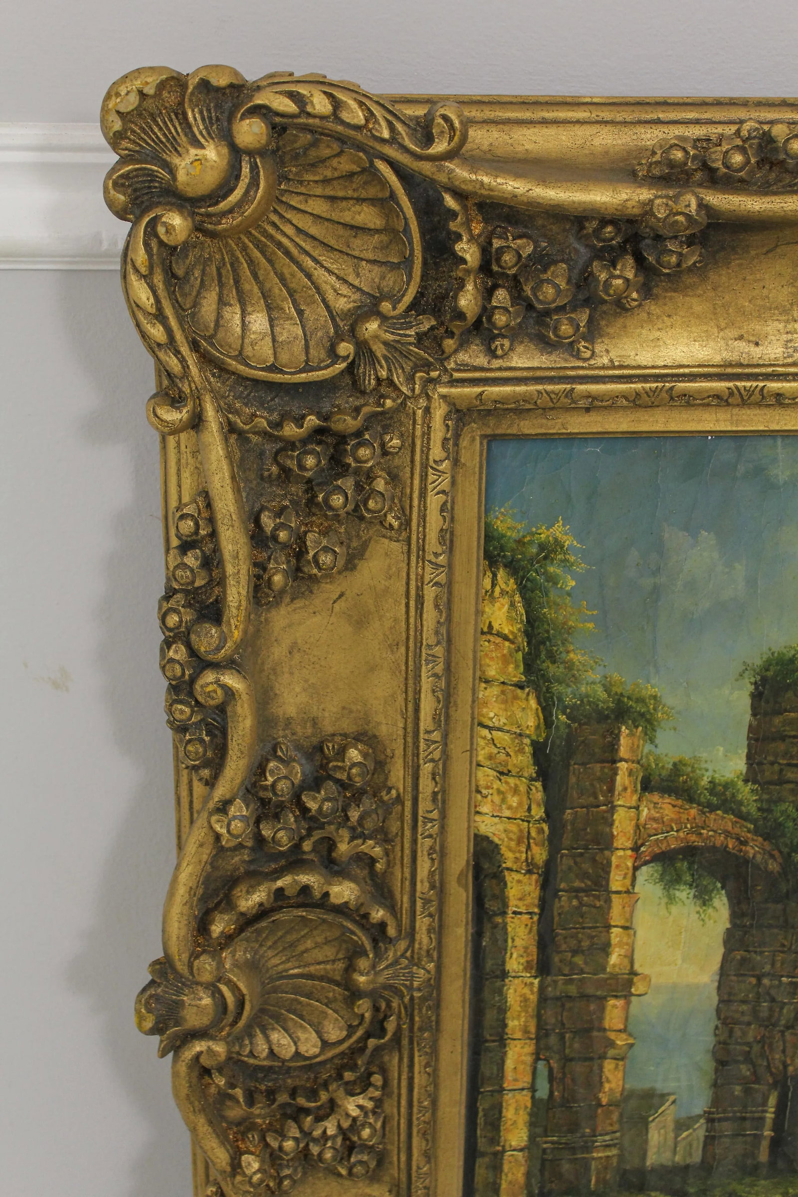 Mediterranean Coastal Scene Framed Oil Painting on Canvas - 7
