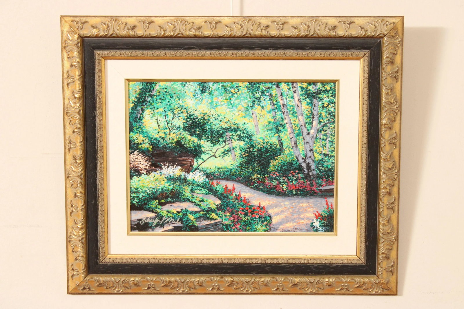 Early 21st Century Schaefer Miles 'Rock Garden Path' Embellished Canvas Print, Custom Framed - 2