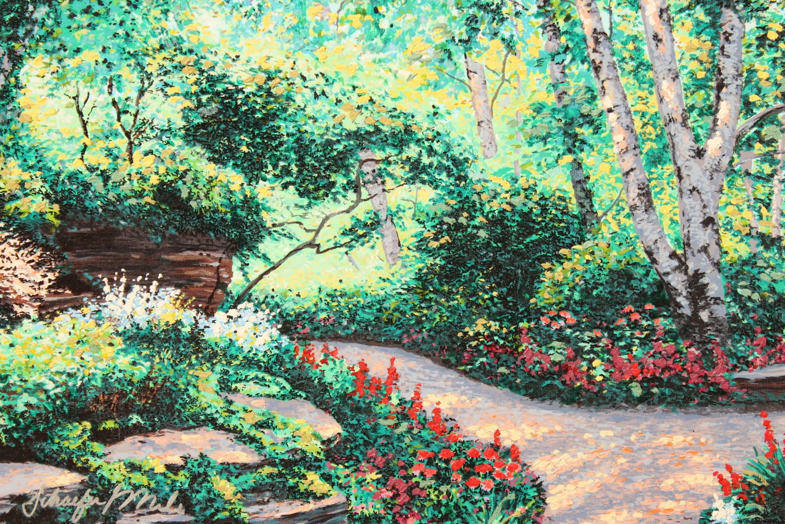 Early 21st Century Schaefer Miles 'Rock Garden Path' Embellished Canvas Print, Custom Framed - 6