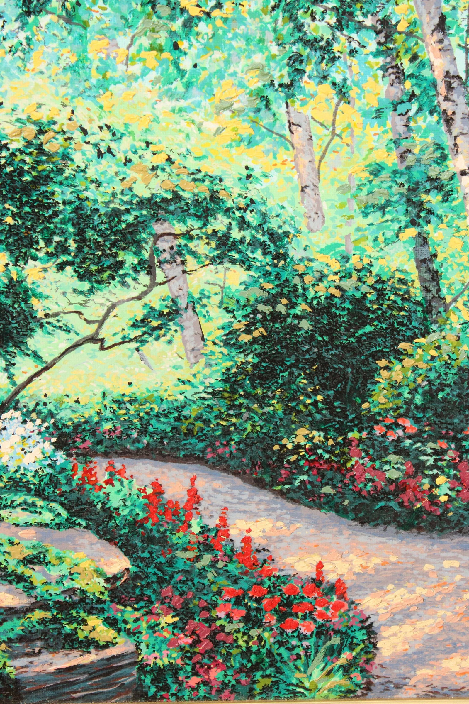 Early 21st Century Schaefer Miles 'Rock Garden Path' Embellished Canvas Print, Custom Framed - 9