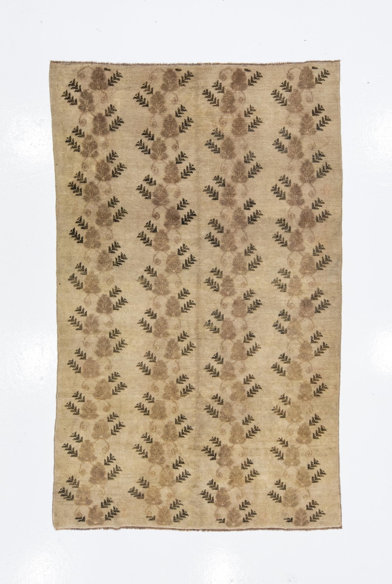 Antique Khotan Handmade Floral Pattern Wool Rug in Tan - 7