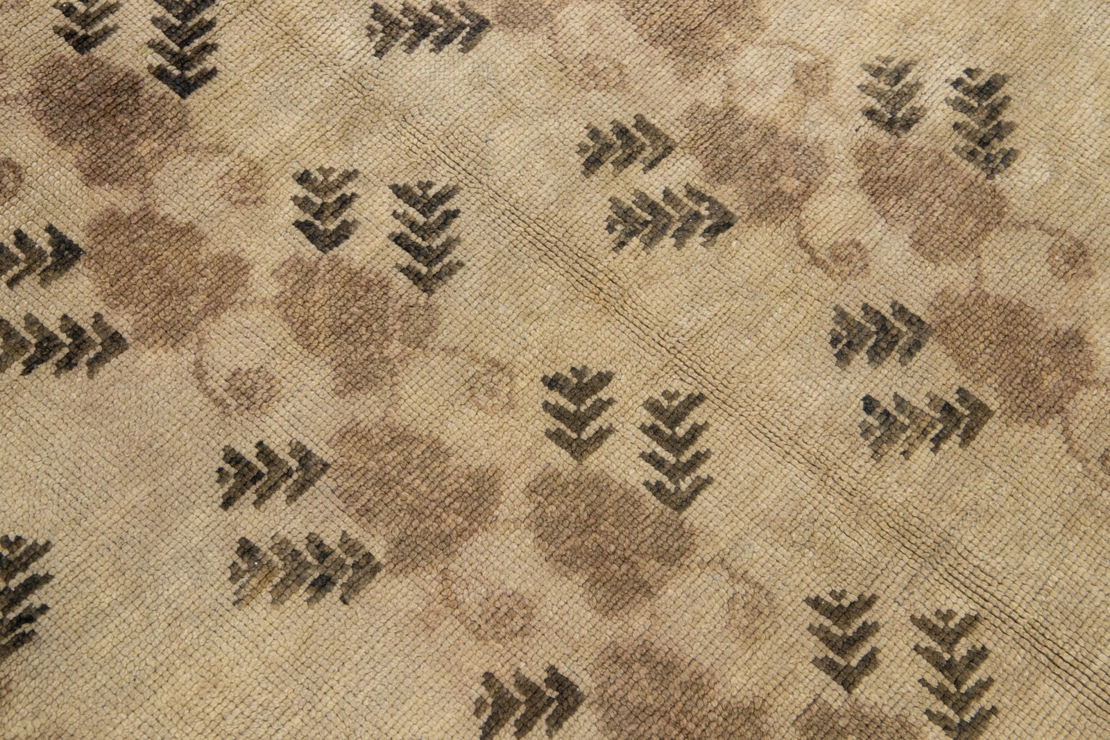 Antique Khotan Handmade Floral Pattern Wool Rug in Tan - 8