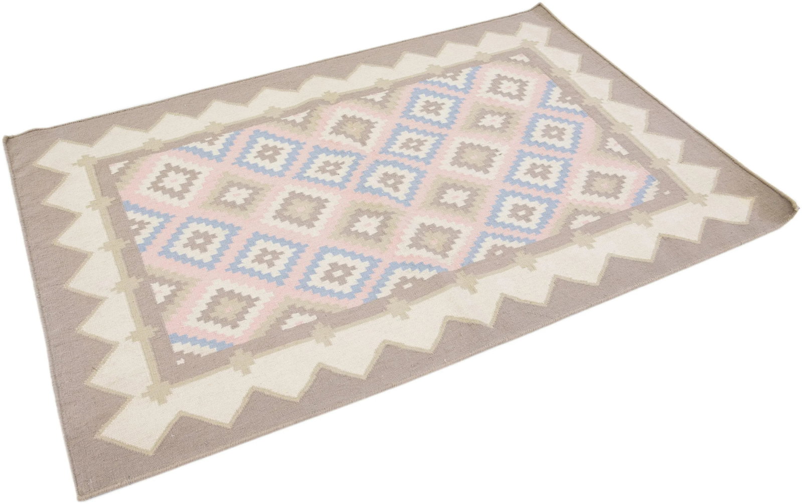 Vintage Kilim Ivory Handmade Wool Rug With a Floral Pattern - 2