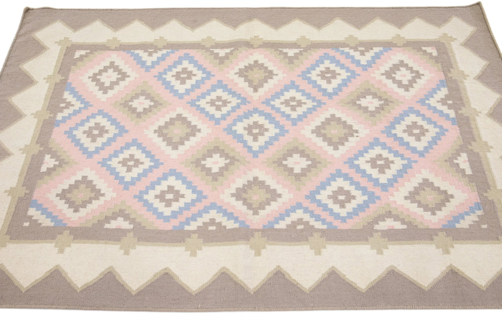 Vintage Kilim Ivory Handmade Wool Rug With a Floral Pattern - 5
