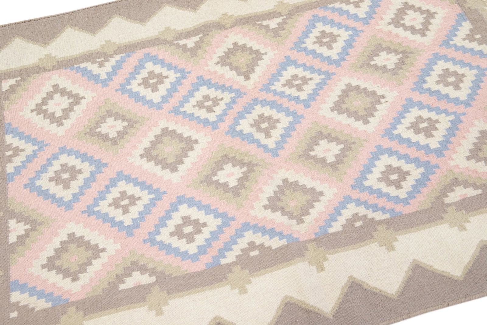 Vintage Kilim Ivory Handmade Wool Rug With a Floral Pattern - 6