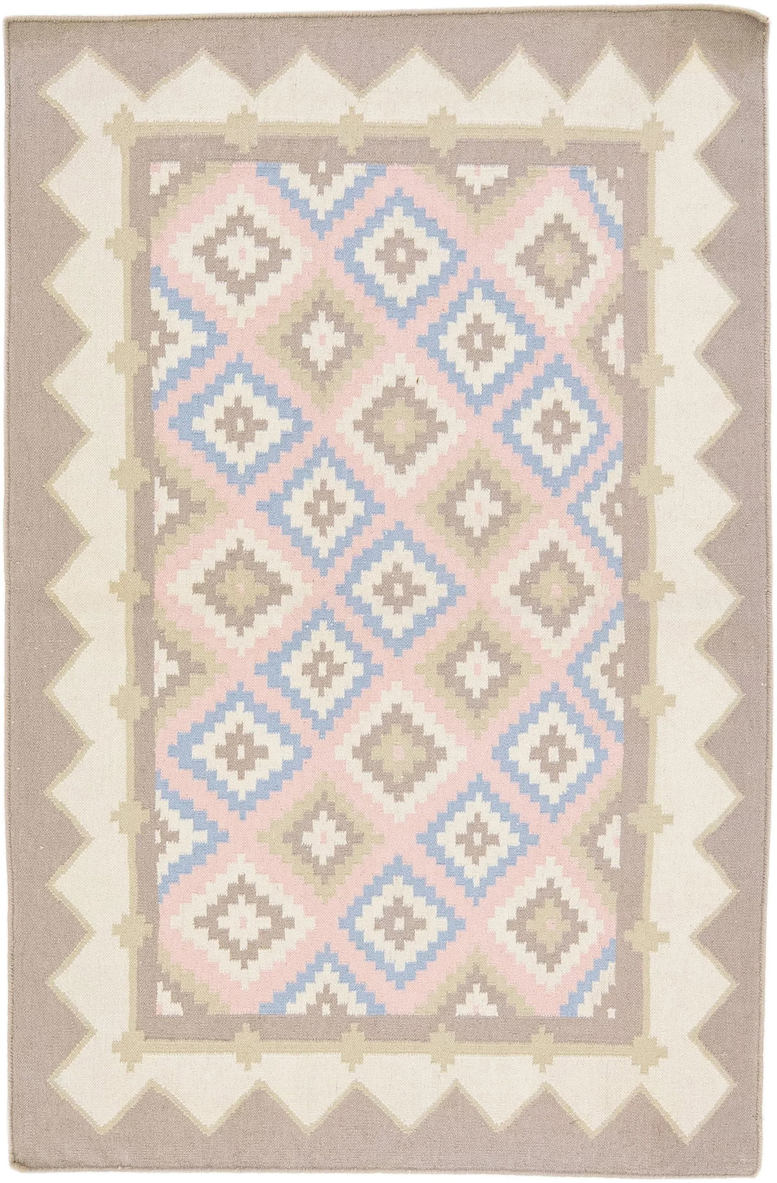 Vintage Kilim Ivory Handmade Wool Rug With a Floral Pattern - 7