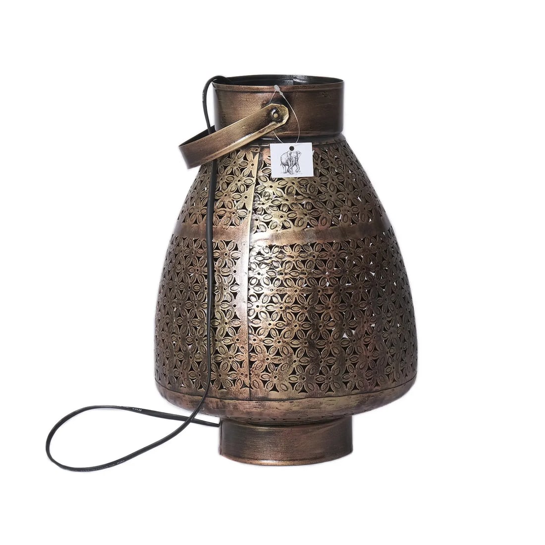 21st Century Morrocan Style Metal Lattice Table Lamp Lantern - 3