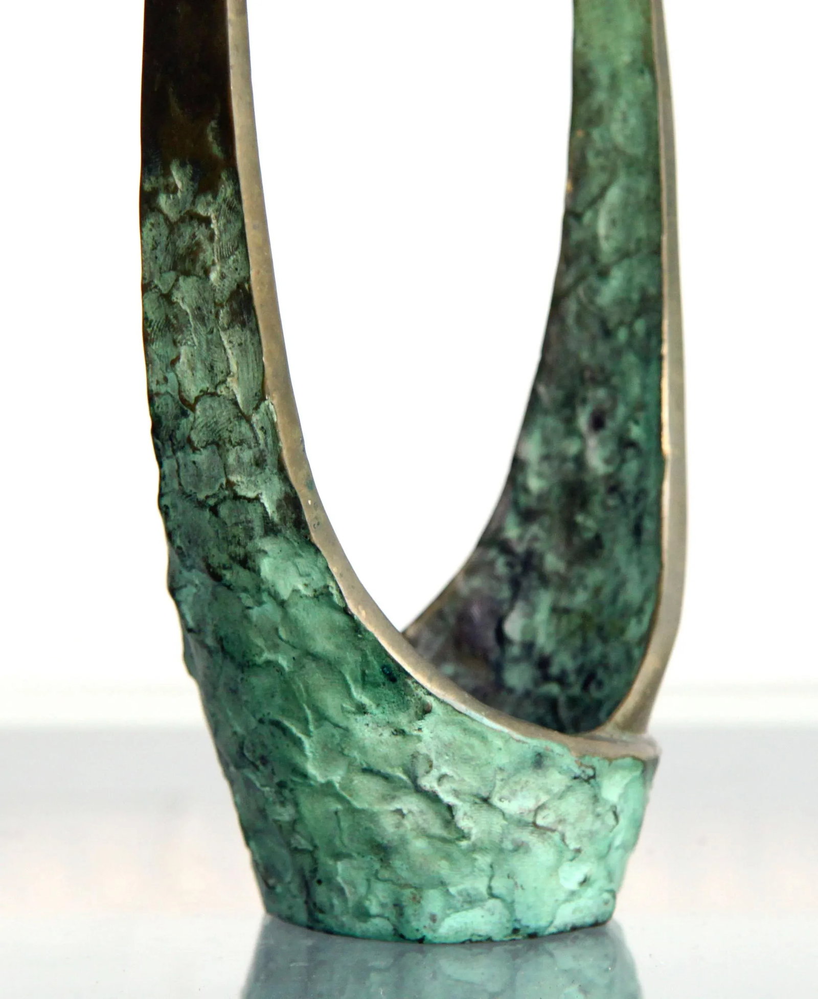 Mid Century Modern Abstract Bronze Single Stem Rose Flower Holder - 4