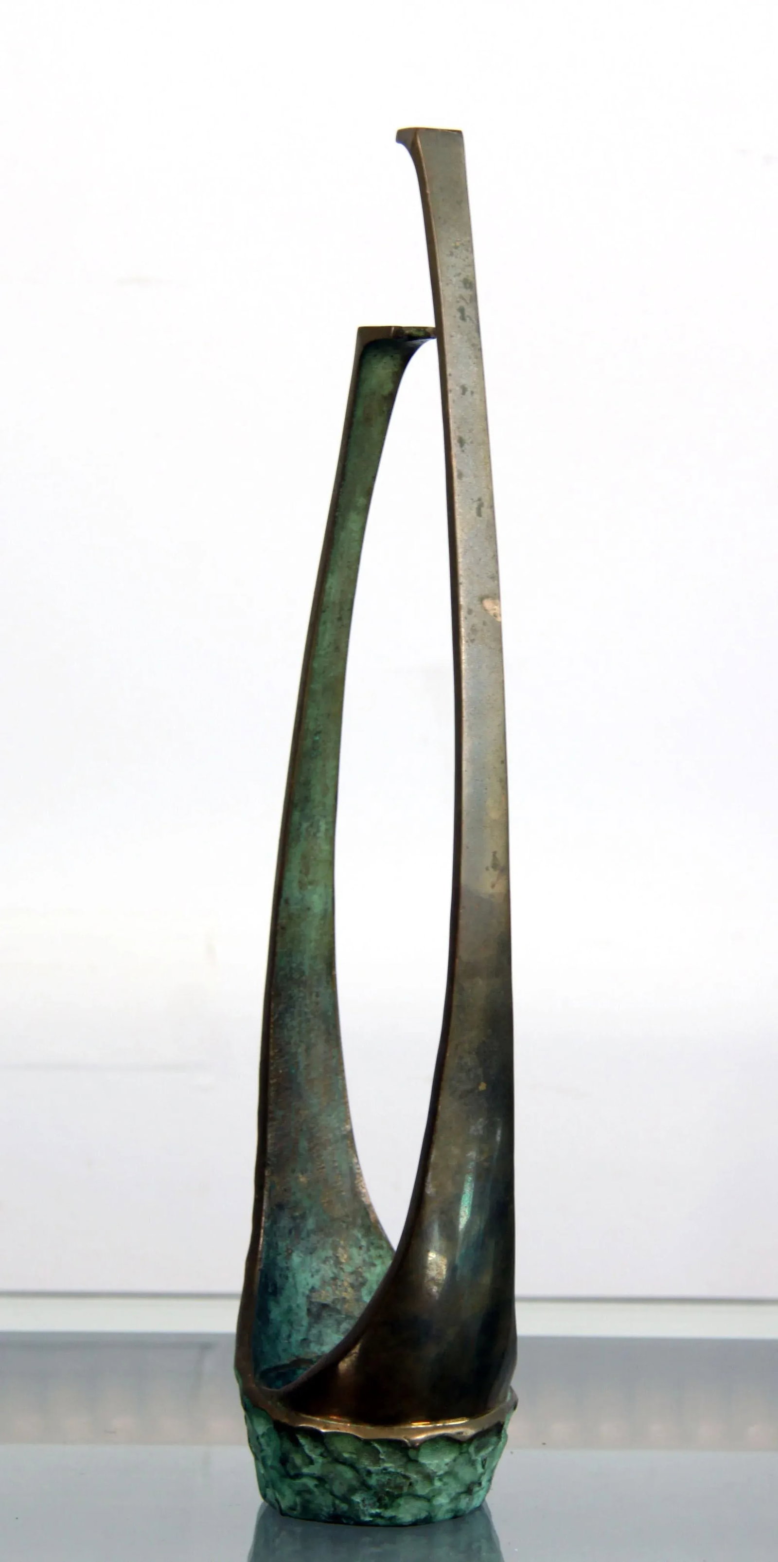 Mid Century Modern Abstract Bronze Single Stem Rose Flower Holder - 5
