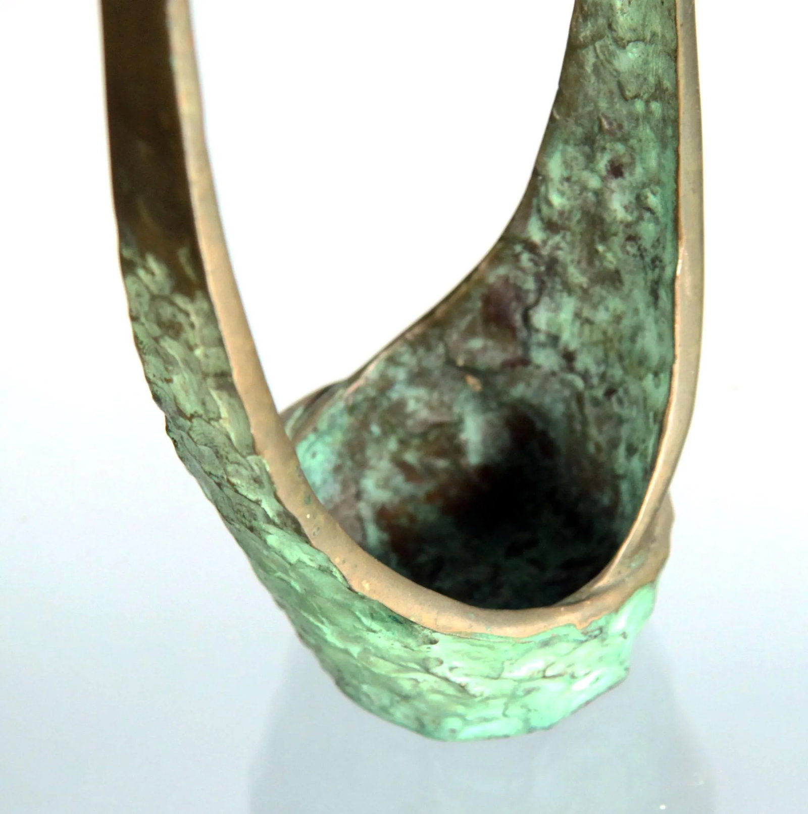 Mid Century Modern Abstract Bronze Single Stem Rose Flower Holder - 6