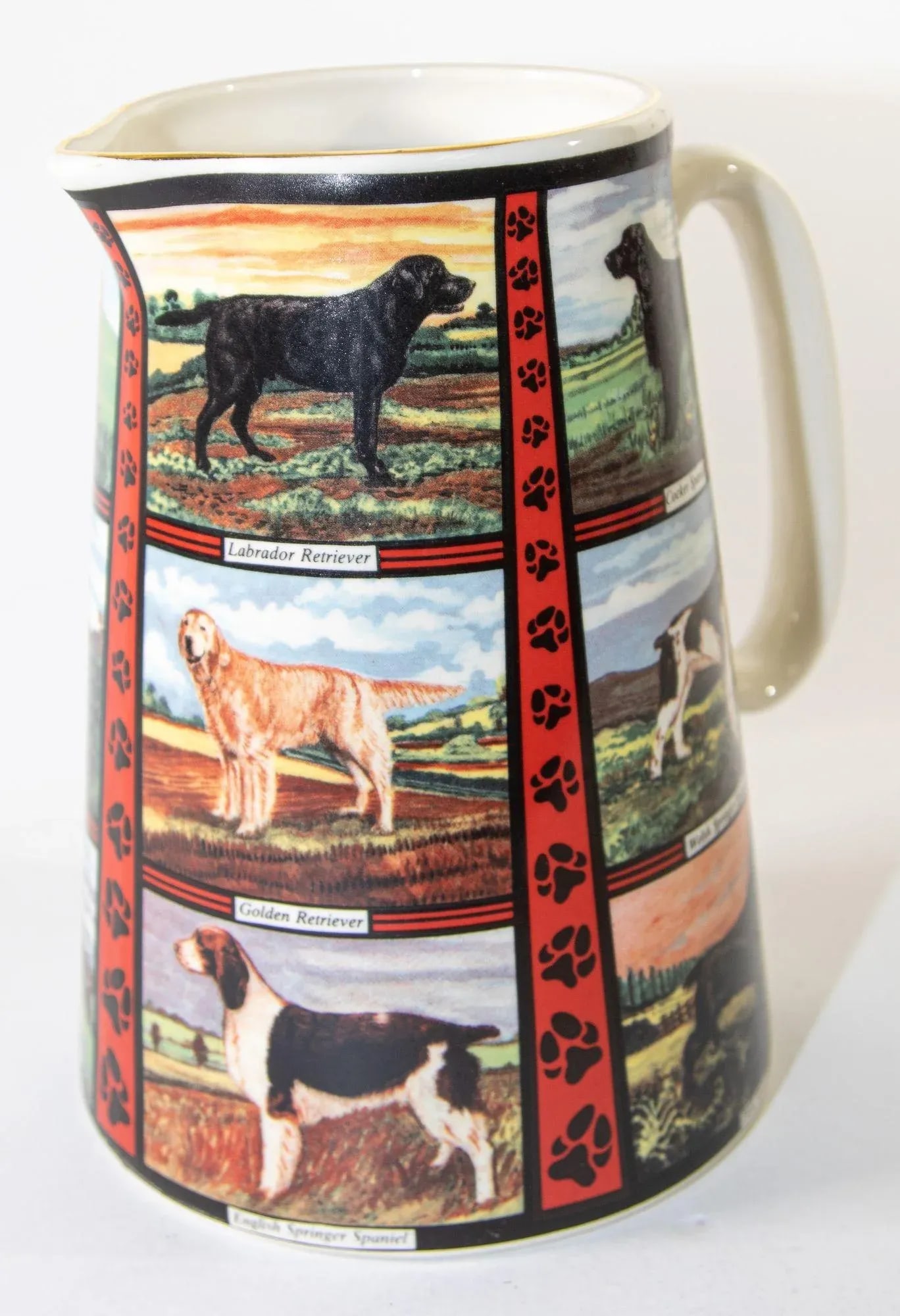 Vintage 1970s Ceramic Pitcher, Derbyshire England With Dog Breeds Pictures - 2