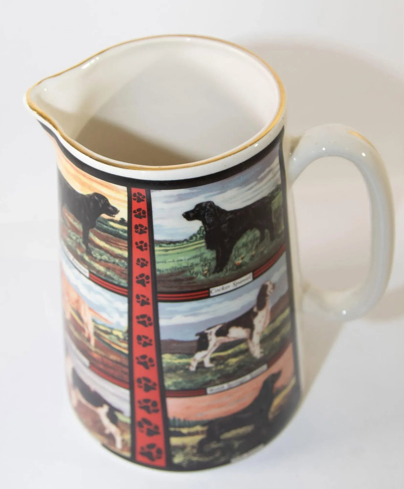 Vintage 1970s Ceramic Pitcher, Derbyshire England With Dog Breeds Pictures - 4