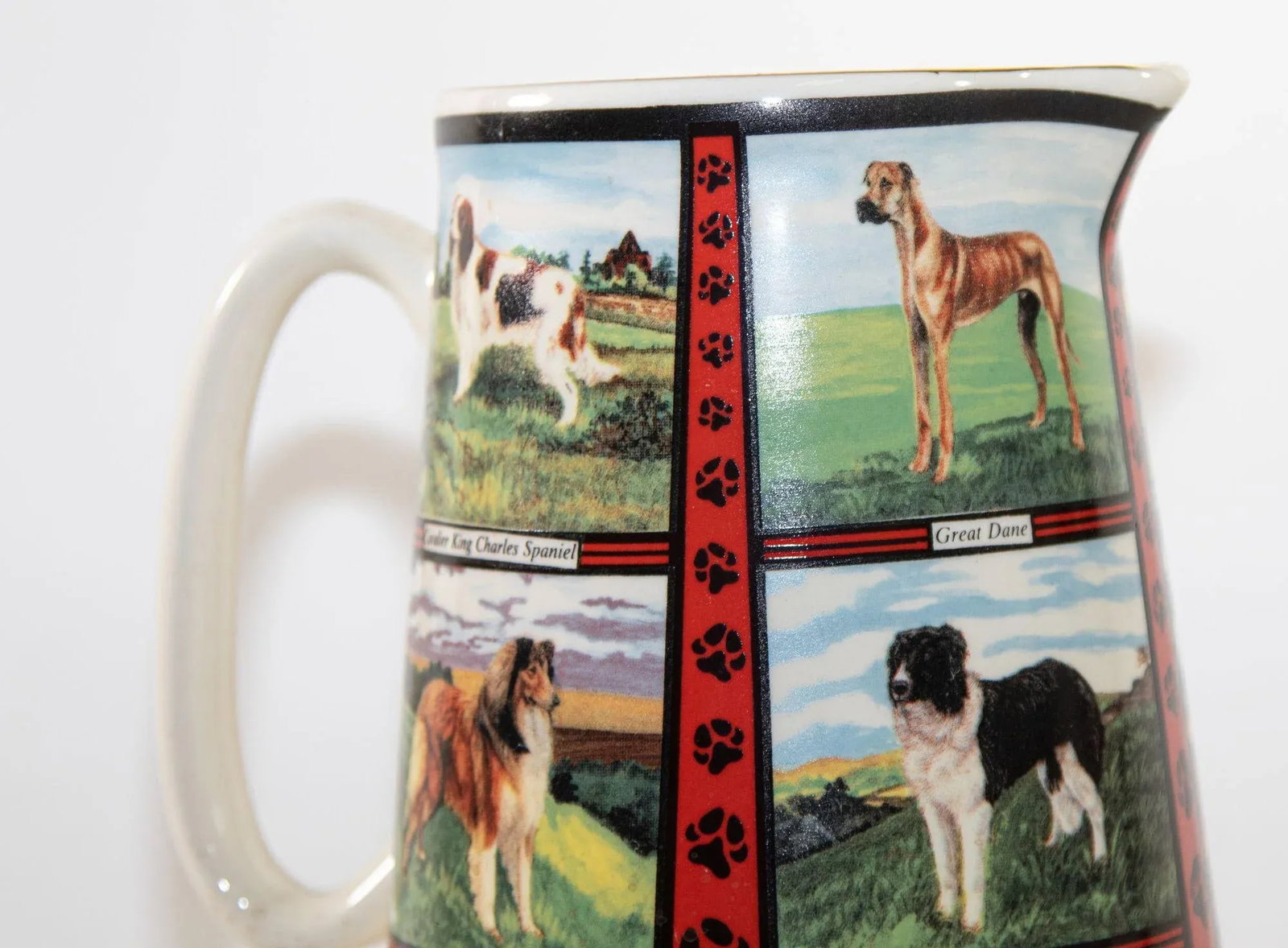 Vintage 1970s Ceramic Pitcher, Derbyshire England With Dog Breeds Pictures - 5