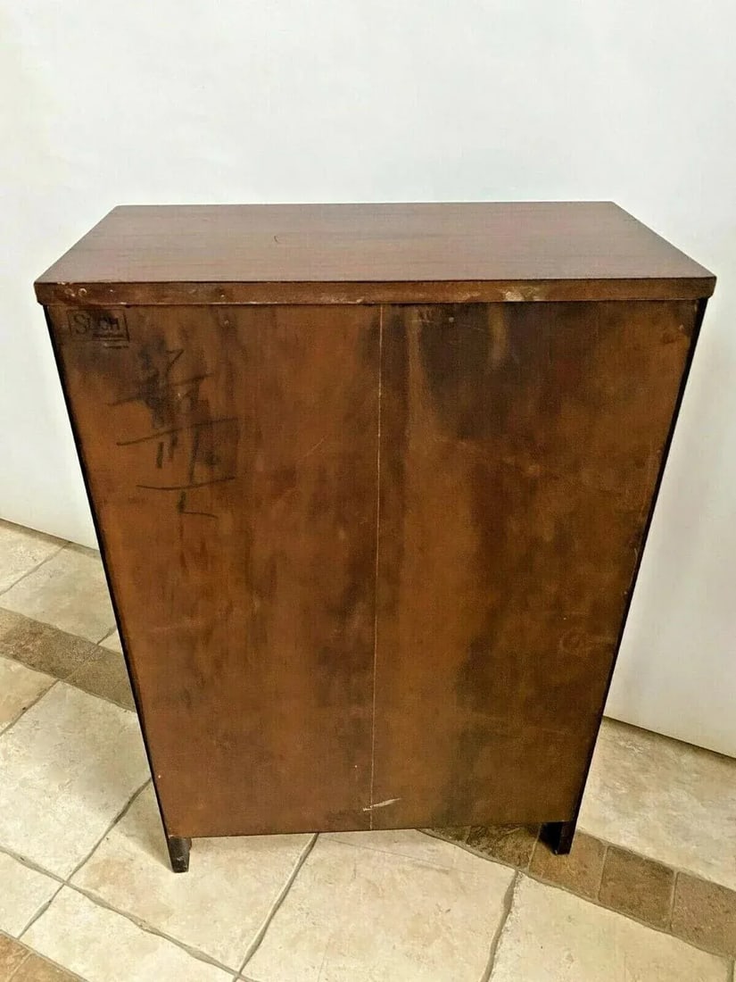 1950s Mid Century Sligh Lowry Bookcase Slimline Two Adjustable Shelves Walnut 1b - 10