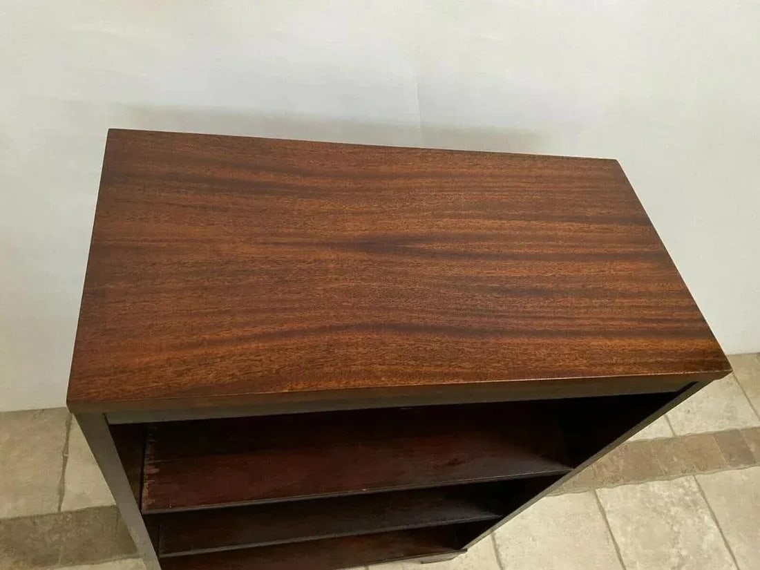 1950s Mid Century Sligh Lowry Bookcase Slimline Two Adjustable Shelves Walnut 1b - 3