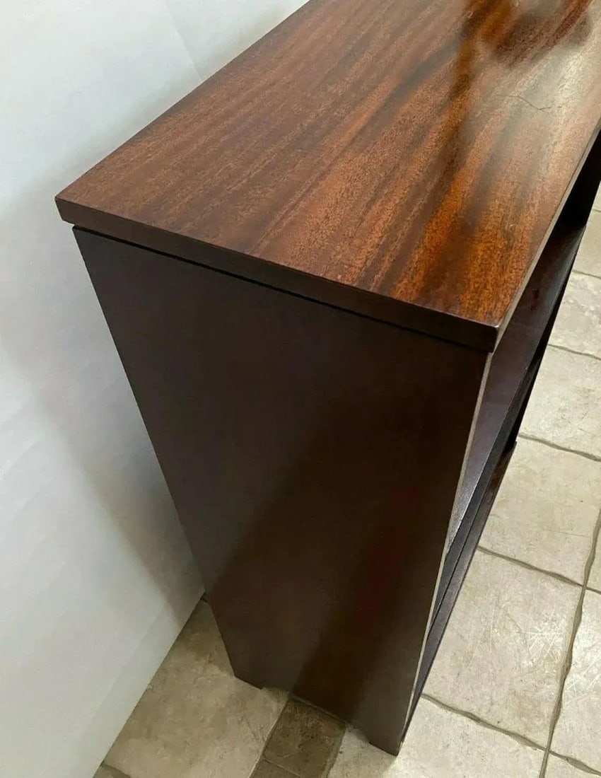 1950s Mid Century Sligh Lowry Bookcase Slimline Two Adjustable Shelves Walnut 1b - 4