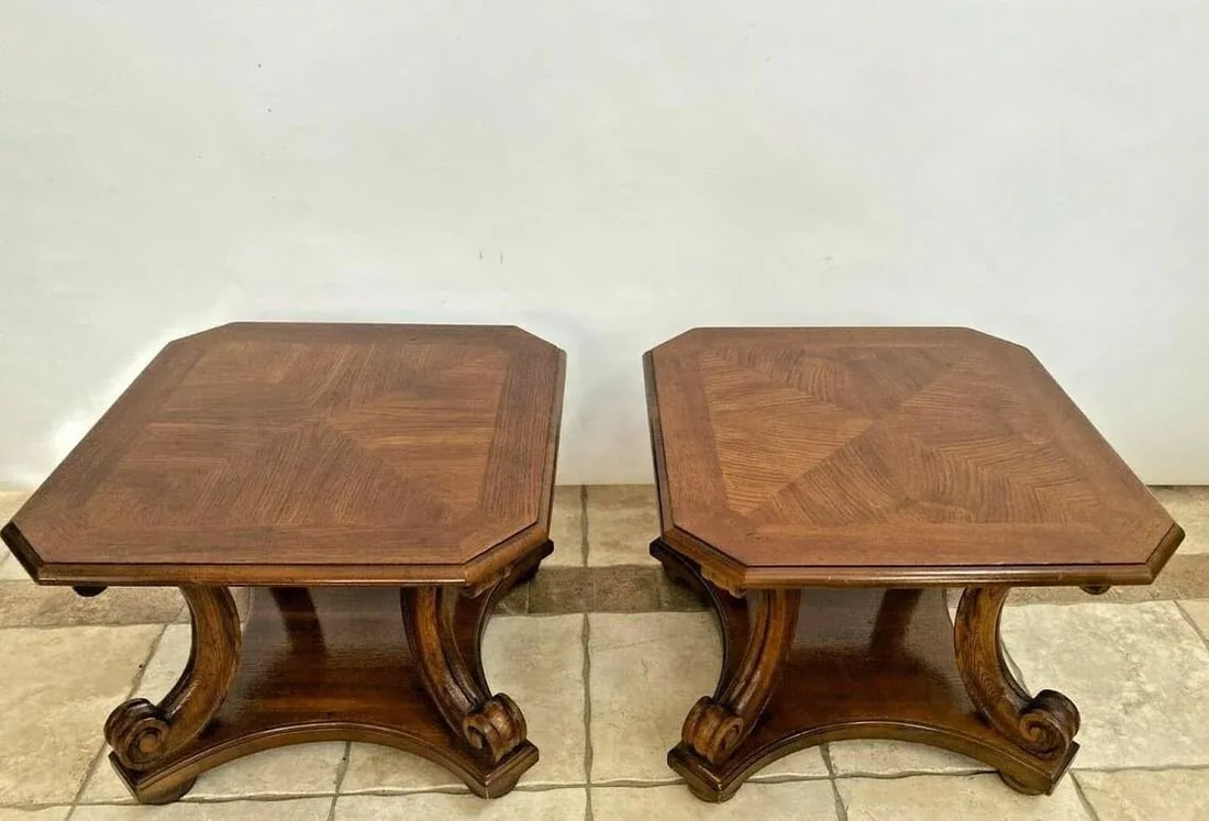 1940s Henredon Two Tier Side Tables Walnut Matching - a Pair - 6
