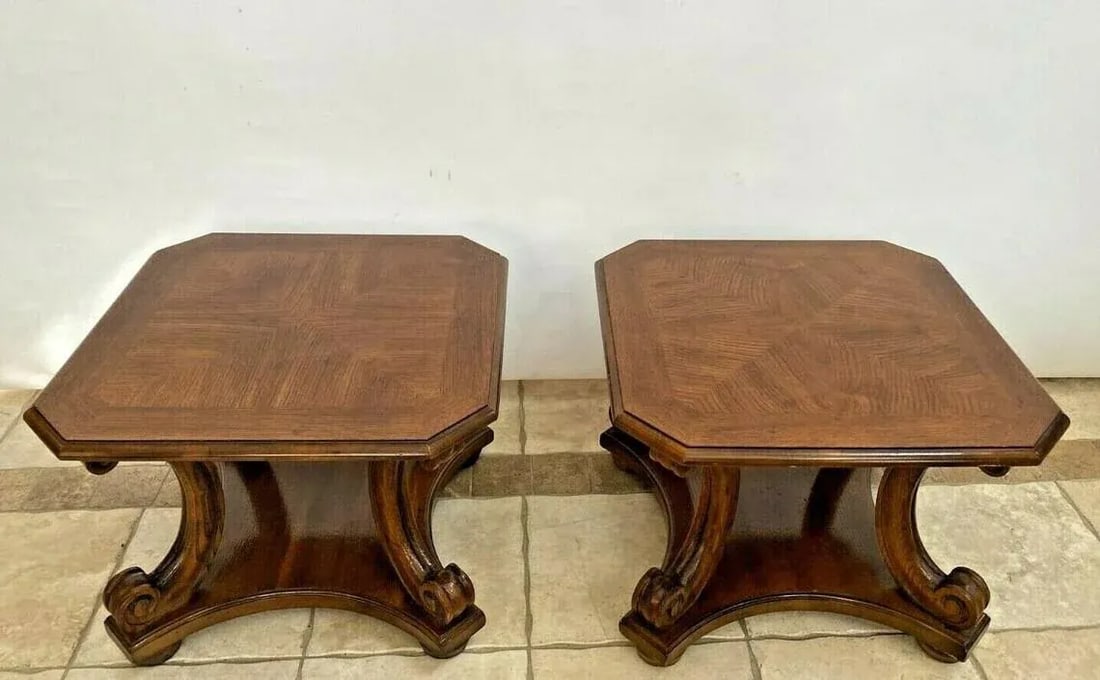 1940s Henredon Two Tier Side Tables Walnut Matching - a Pair - 7