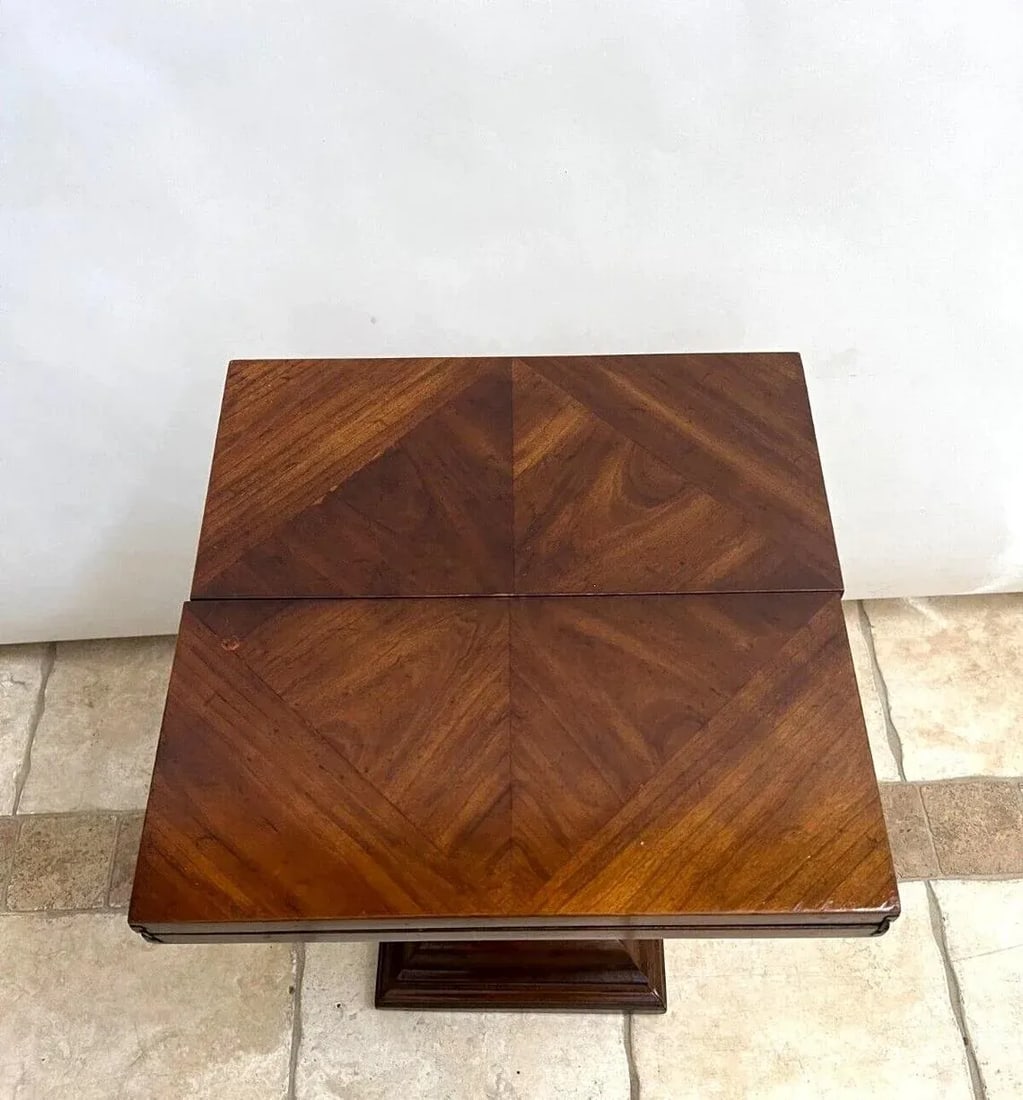 1980s Vintage Drexel Expanding Square Table Barley Twist Petite Size Pedestal Base - 6