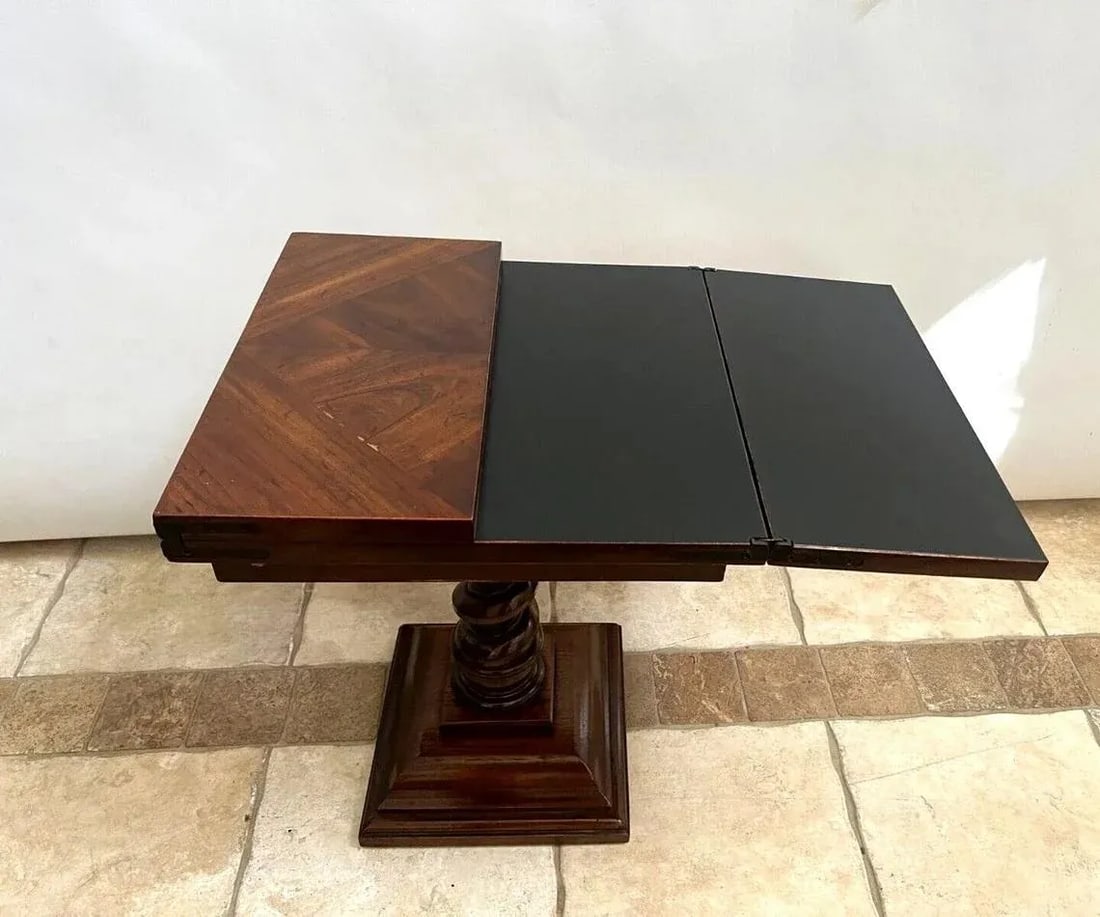1980s Vintage Drexel Expanding Square Table Barley Twist Petite Size Pedestal Base - 7