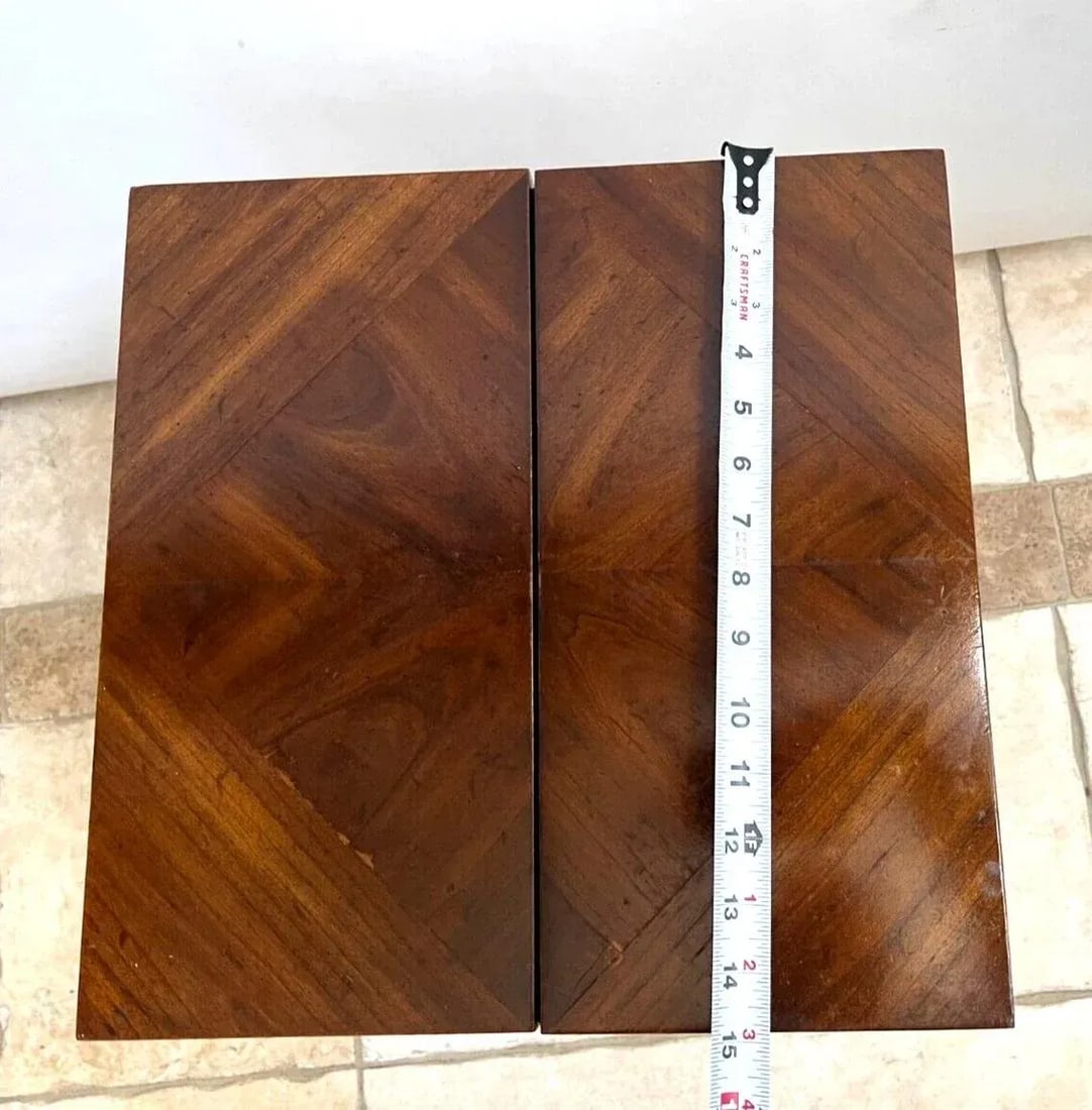 1980s Vintage Drexel Expanding Square Table Barley Twist Petite Size Pedestal Base - 9