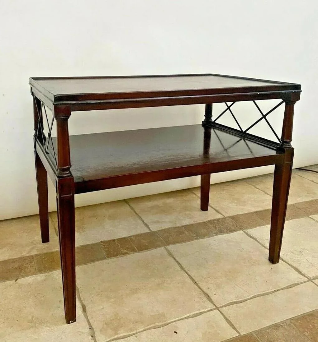 1950s Vintage Hekman Table Bottom Shelf Two Tier Mahogany - 3