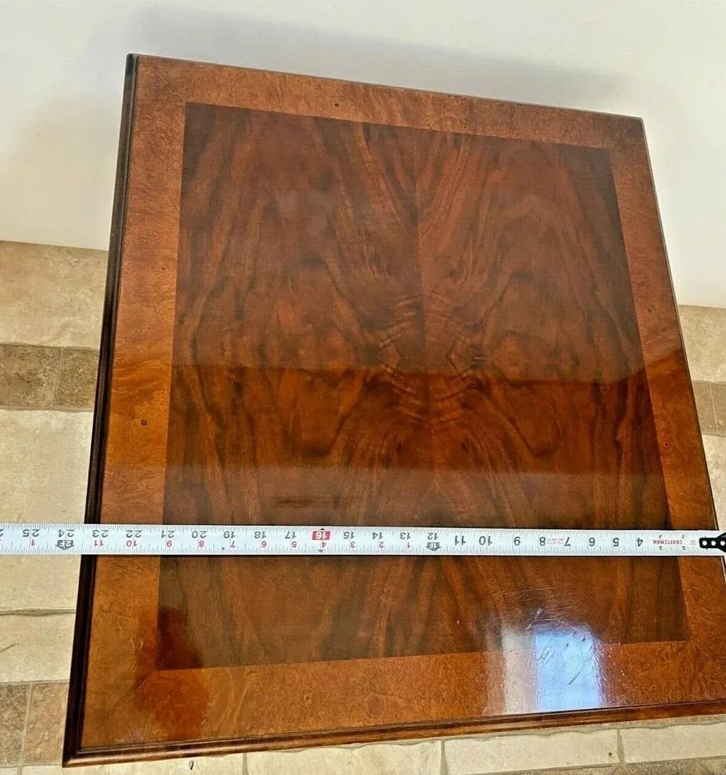 1980s Baker Furniture Square Table Drawer Banded Mahogany Chippendale Ball Claw Legs - 8