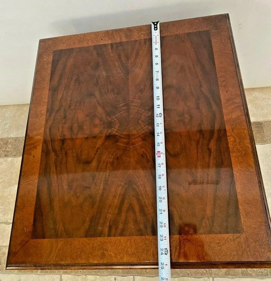 1980s Baker Furniture Square Table Drawer Banded Mahogany Chippendale Ball Claw Legs - 9