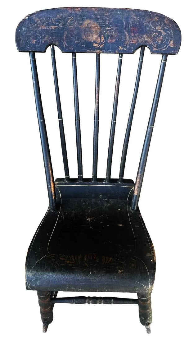 Early 19th Century Painted Oak Rocking Chair Signed 'Madison' - 2