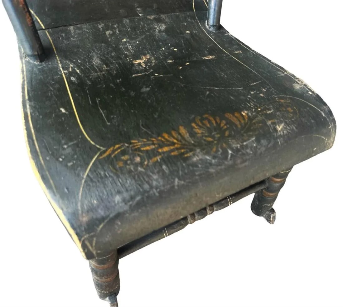 Early 19th Century Painted Oak Rocking Chair Signed 'Madison' - 7