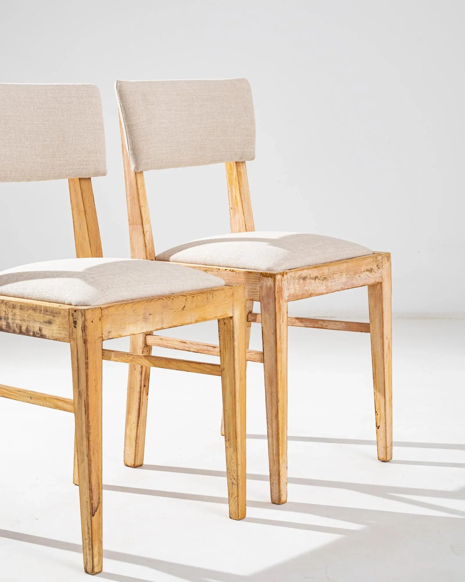 1900s Central European Wooden Chairs with Upholstered Seats and Back - A Pair - 11